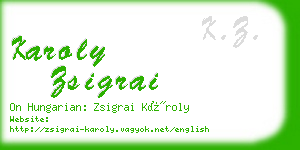 karoly zsigrai business card